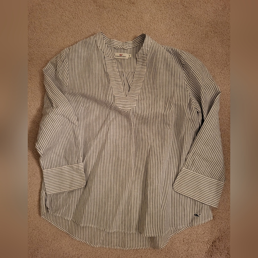 Vineyard Vines Blue and White Striped Casual Shirt